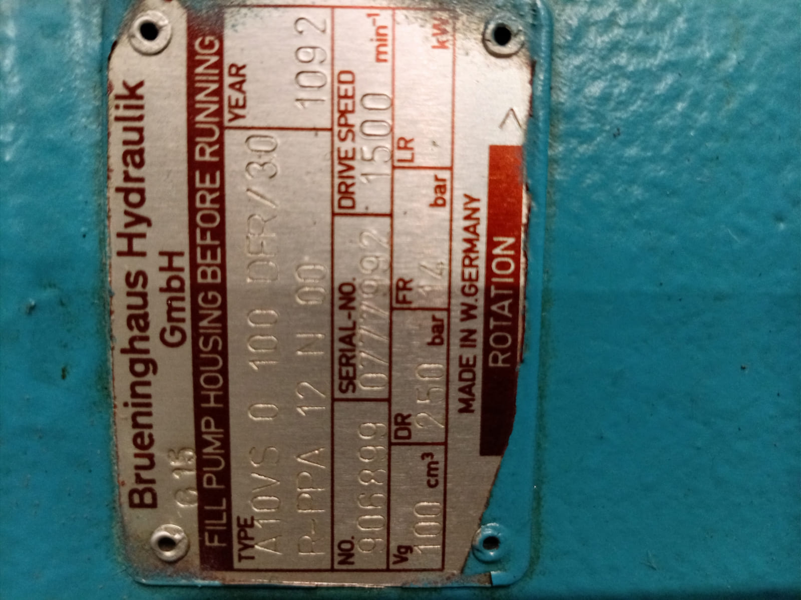 Brueninghaus Hydraulik A10VSO 100 DFR/30 hydraulipumppu – 100 cm³ / 250 bar